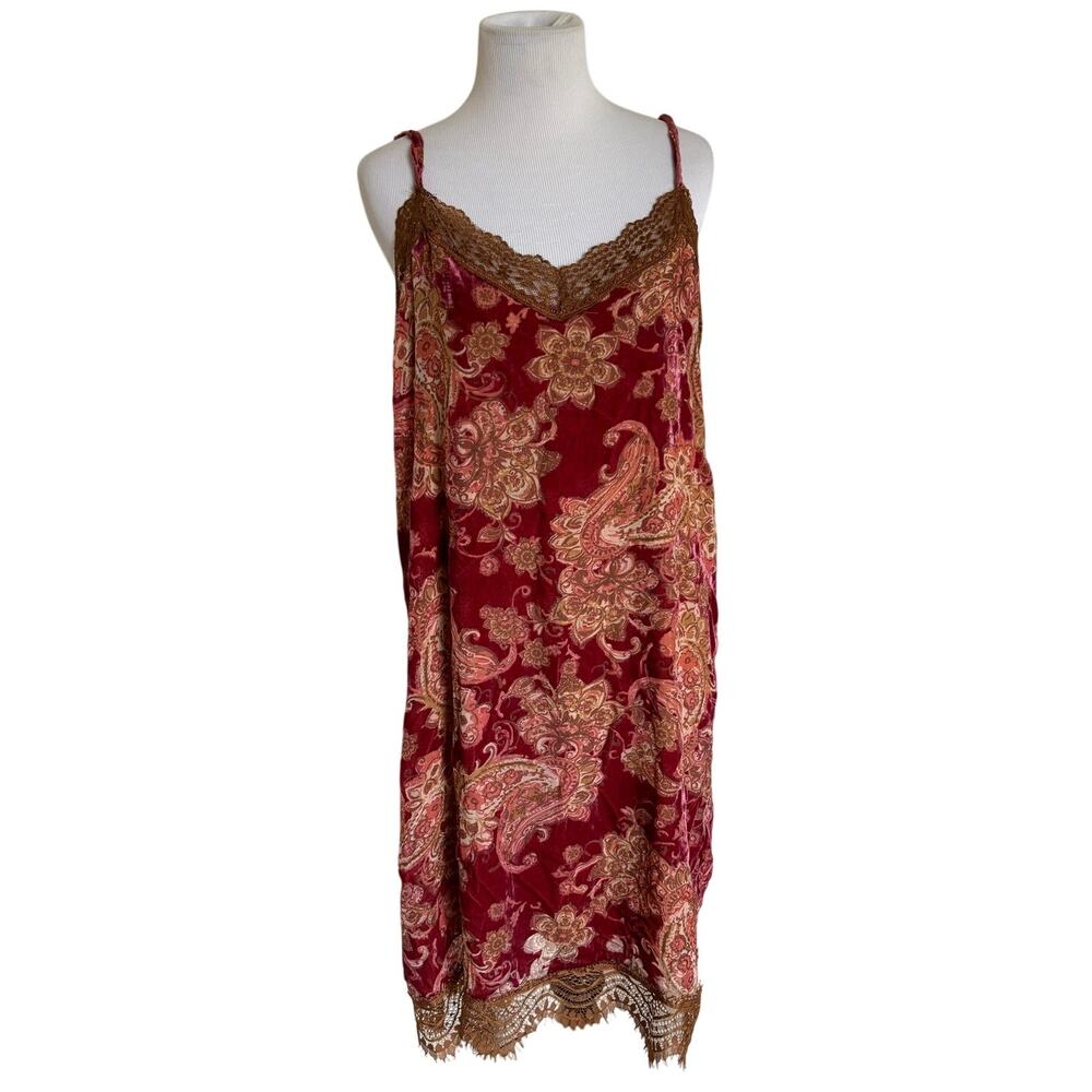 Mystree Paisley Lace Slip Dress Y2K Style Whimsigoth Boho Hippie M